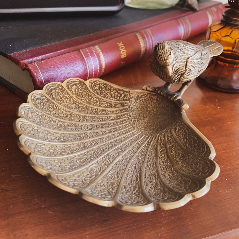 Brass Bird Jewelry Dish